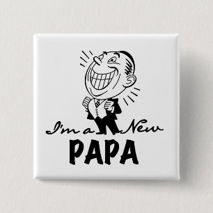 Badge Carré 5 Cm T-shirts et cadeaux pour papa nouveau souriant