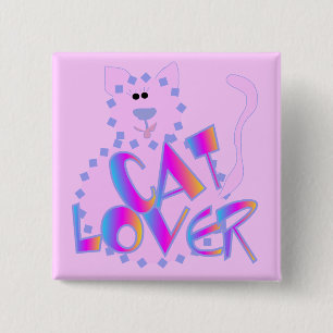 Badge Carré 5 Cm T-shirts et cadeaux roses d'amoureux des chats