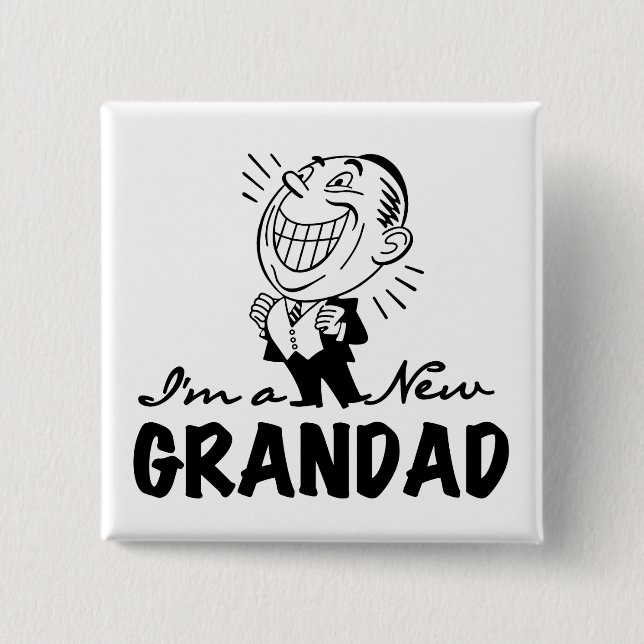 Badge Carré 5 Cm T-shirts et cadeaux Smiling New Grand-père (Devant)
