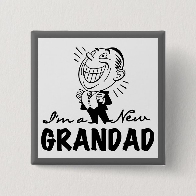 Badge Carré 5 Cm T-shirts et cadeaux Smiling New Grand-père (Devant)