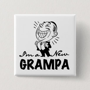 Badge Carré 5 Cm T-shirts et cadeaux souriants New Grampa