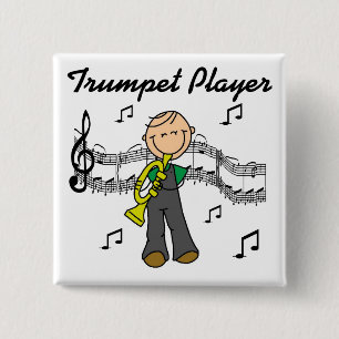 Badge Carré 5 Cm T-shirts et cadeaux Stick Figure Joueur de trompet