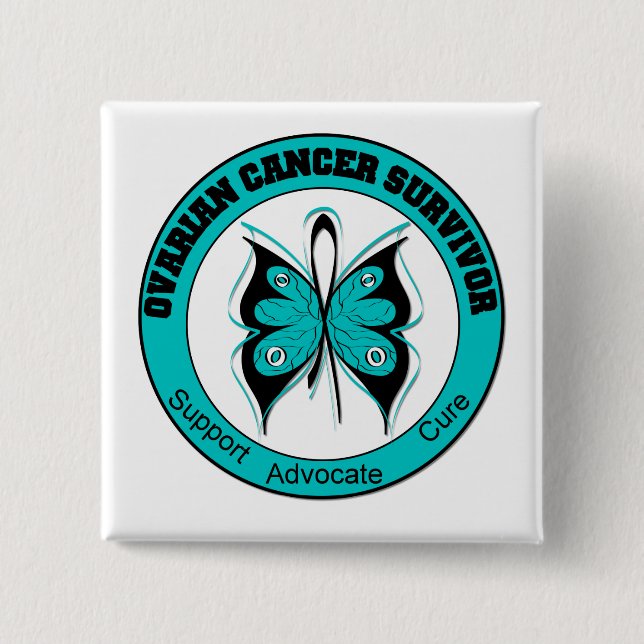 Badge Carré 5 Cm T-shirts SURVIVANTS DU CANCER OVARIEN (Devant)