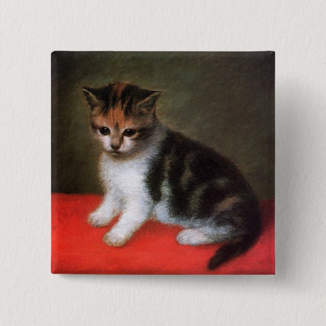 Badge Carré 5 Cm Tableau Kitten de George Stubbs (Devant)