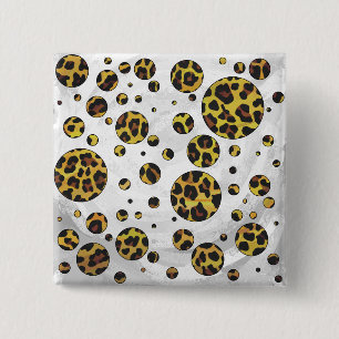Badge Carré 5 Cm Taches Jaunes et Marron Léopard