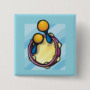 Badge Carré 5 Cm Tambourin et maracas