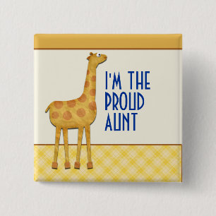 Badge Carré 5 Cm Tante de girafe/tante fières Pin