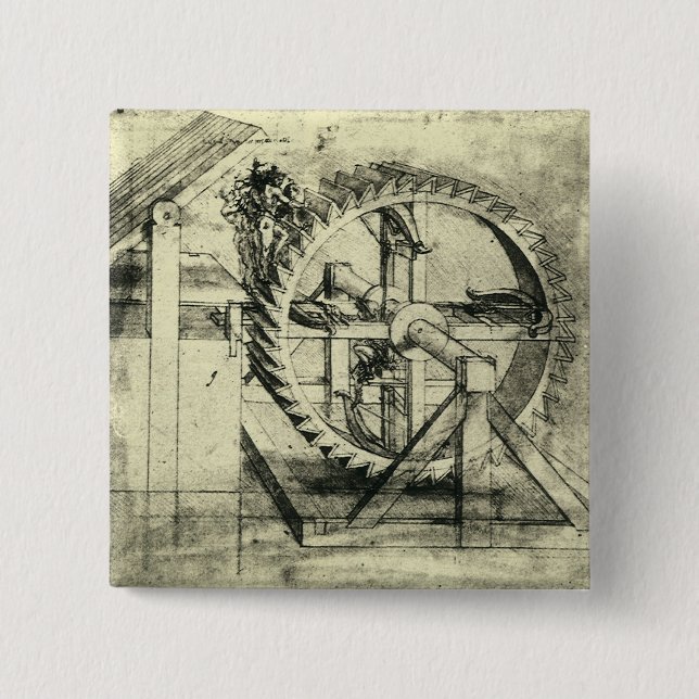 Badge Carré 5 Cm Tapis propulsé par Leonardo da Vinci (Devant)