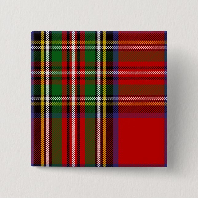 Badge Carré 5 Cm Tartan de Stewart de clan (Devant)
