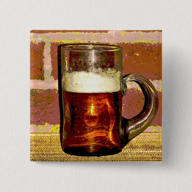 Badge Carré 5 Cm Tasse de bière (Devant)