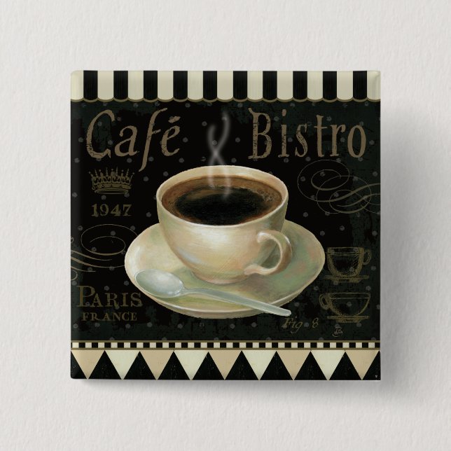 Badge Carré 5 Cm Tasse de café noire (Devant)