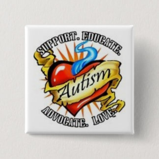 Badge Carré 5 Cm tatoo de coeur d'autisme