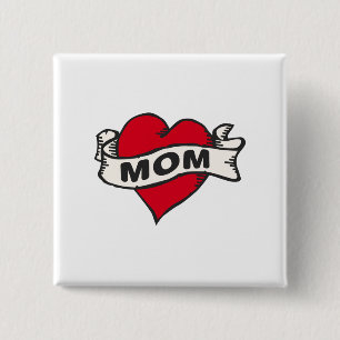 Badge Carré 5 Cm Tatouage de maman
