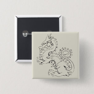 Badge Carré 5 Cm Tatsu Dragon Asiatique Créatures Fantastiques Myth