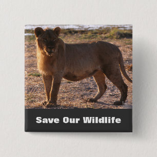 Badge Carré 5 Cm Tau Sauver notre faune
