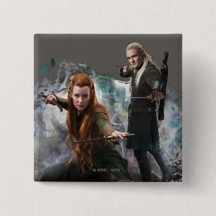 Badge Carré 5 Cm TAURIEL™ et LEGOLAS GREENLEAF™ Graphique
