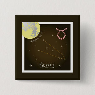 Badge Carré 5 Cm Taurus April 21 to May 20 Buttons