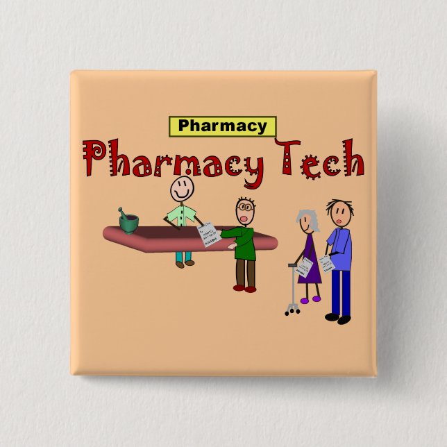Badge Carré 5 Cm Technologie Pharmaceutique Avec Conception De Clie (Devant)