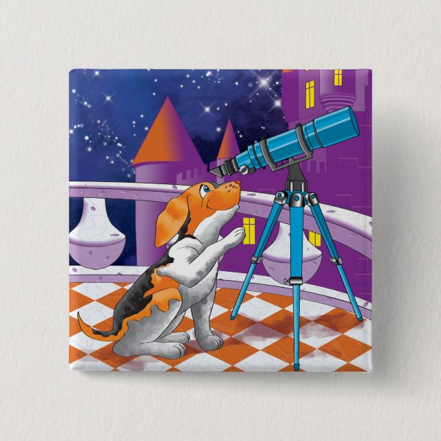 Badge Carré 5 Cm télescope pour chiens (Devant)
