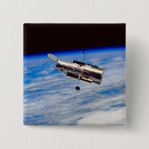 Badge Carré 5 Cm Télescope spatial Hubble