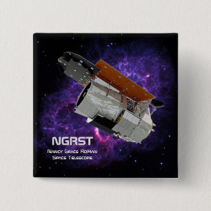 Badge Carré 5 Cm Télescope spatial romain Nancy Grace