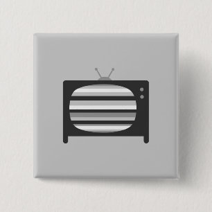 Badge Carré 5 Cm Télévision rétro