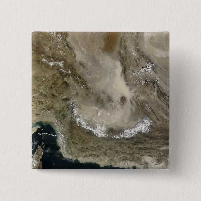 Badge Carré 5 Cm Tempête de poussière en Iran (Devant)