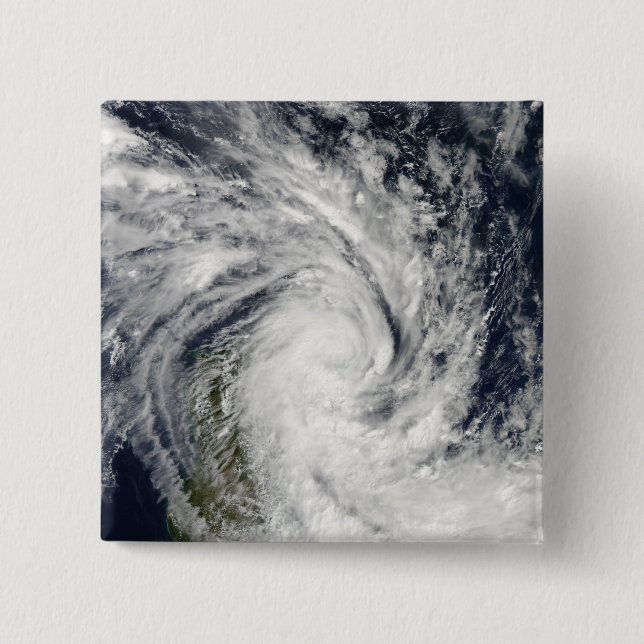 Badge Carré 5 Cm Tempête tropicale Jade débarquant sur Madagascar (Devant)