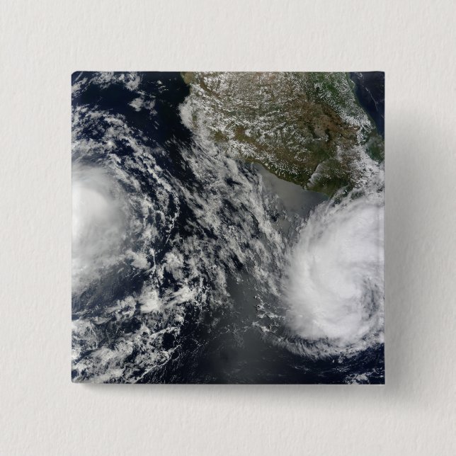 Badge Carré 5 Cm Tempêtes tropicales à Blas et Celia (Devant)