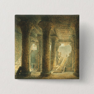 Badge Carré 5 Cm Temple égyptien antique d'Esna