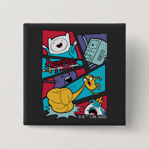Badge Carré 5 Cm Temps d'aventure Graphique du panneau d'action