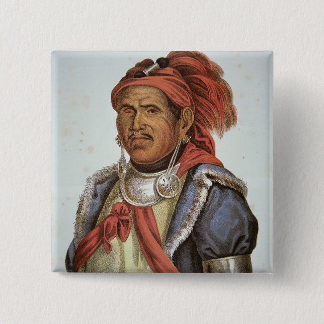 Badge Carré 5 Cm Tenskwatawa (1775-1836) (litho de couleur) (Devant)