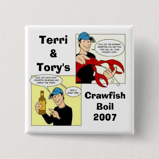 Badge Carré 5 Cm Terri&Tory, CrawfishBoil2007