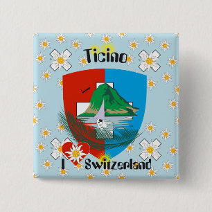 Badge Carré 5 Cm Tessin - Tessin - Schweiz - Bouton Svizzera