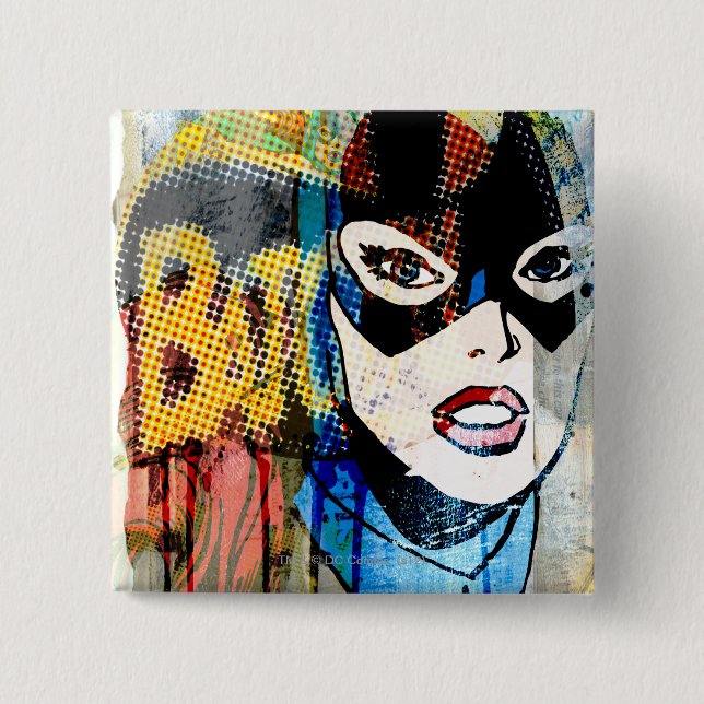 Badge Carré 5 Cm Tête Batgirl (Devant)