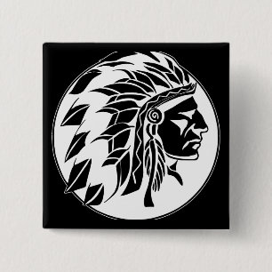 Badge Carré 5 Cm Tête de chef indien