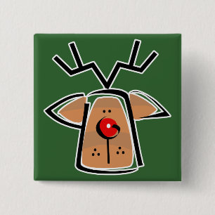 Badge Carré 5 Cm tête de Rudolph