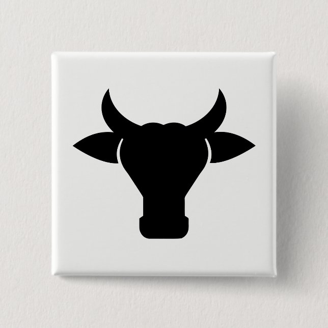 Badge Carré 5 Cm Tête de vache Silhouette (Devant)