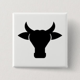Badge Carré 5 Cm Tête de vache Silhouette