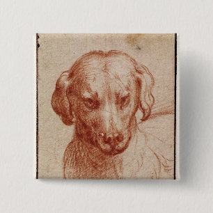 Badge Carré 5 Cm Tête d'un chien