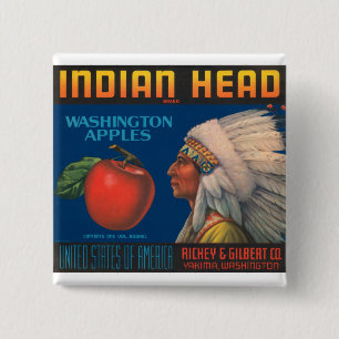Badge Carré 5 Cm Tête indienne