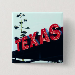 Badge Carré 5 Cm Texas Red Neon Lights USA Amérique