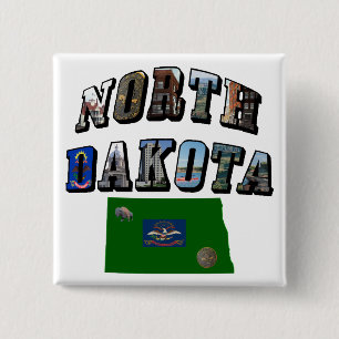 Badge Carré 5 Cm Texte de l'image du Dakota du Nord