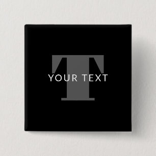 Badge Carré 5 Cm Texte éditable gras Noir Blanc & Gris