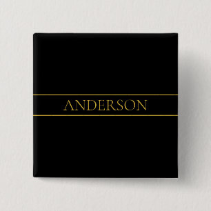 Badge Carré 5 Cm Texte et lignes Gold personnalisables