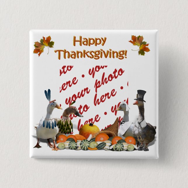 Badge Carré 5 Cm Thanksgiving Ducks (Devant)