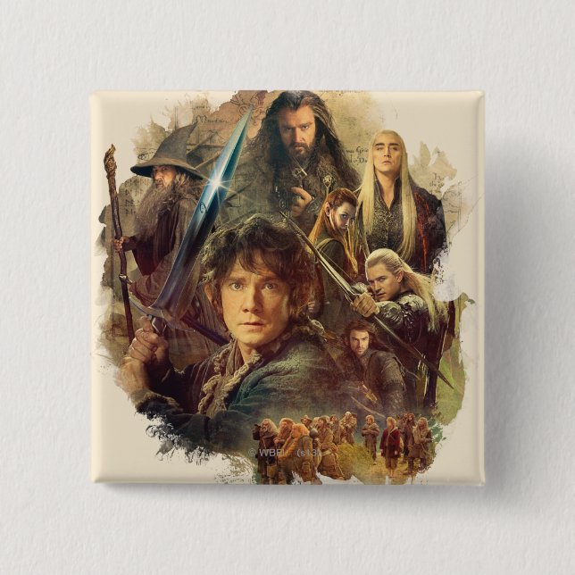Badge Carré 5 Cm The Company and Elves of Mirkwood (Devant)