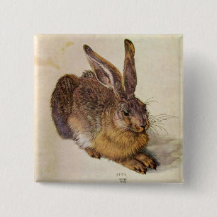 Badge Carré 5 Cm THE RABBIT ( Young Hare )