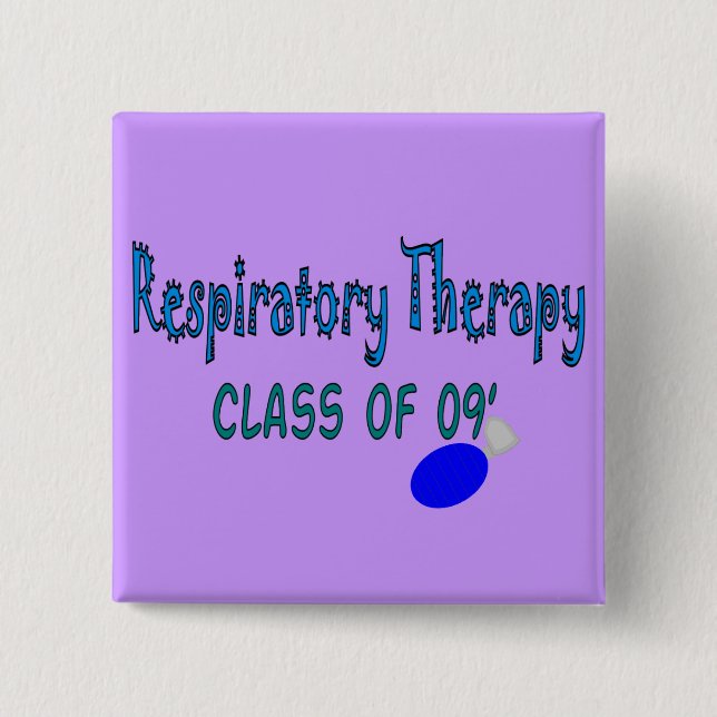 Badge Carré 5 Cm Thérapie respiratoire "classe de 09' " (Devant)