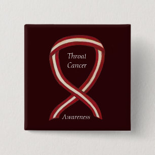 Badge Carré 5 Cm ThroCancer Sensibilisation Ruban Rayures de ruban 